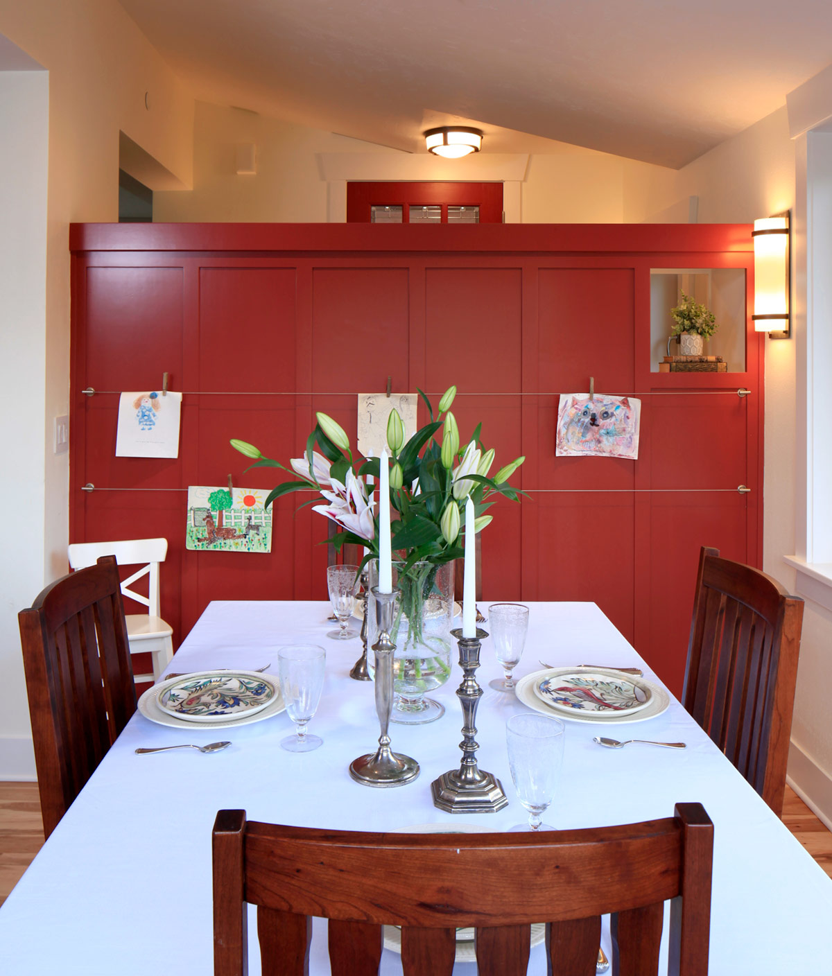 custom red dining room