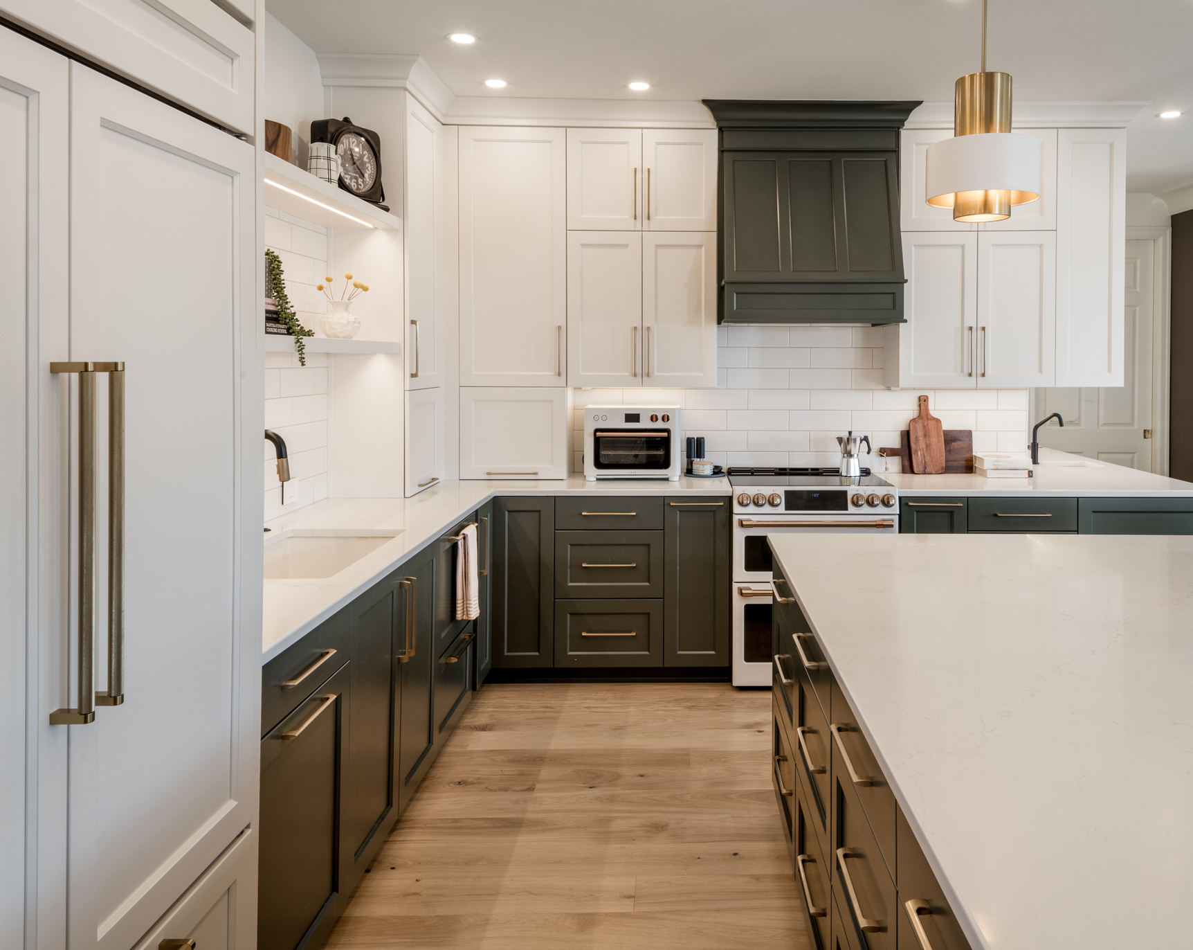 Expansive Forest Green Kitchen