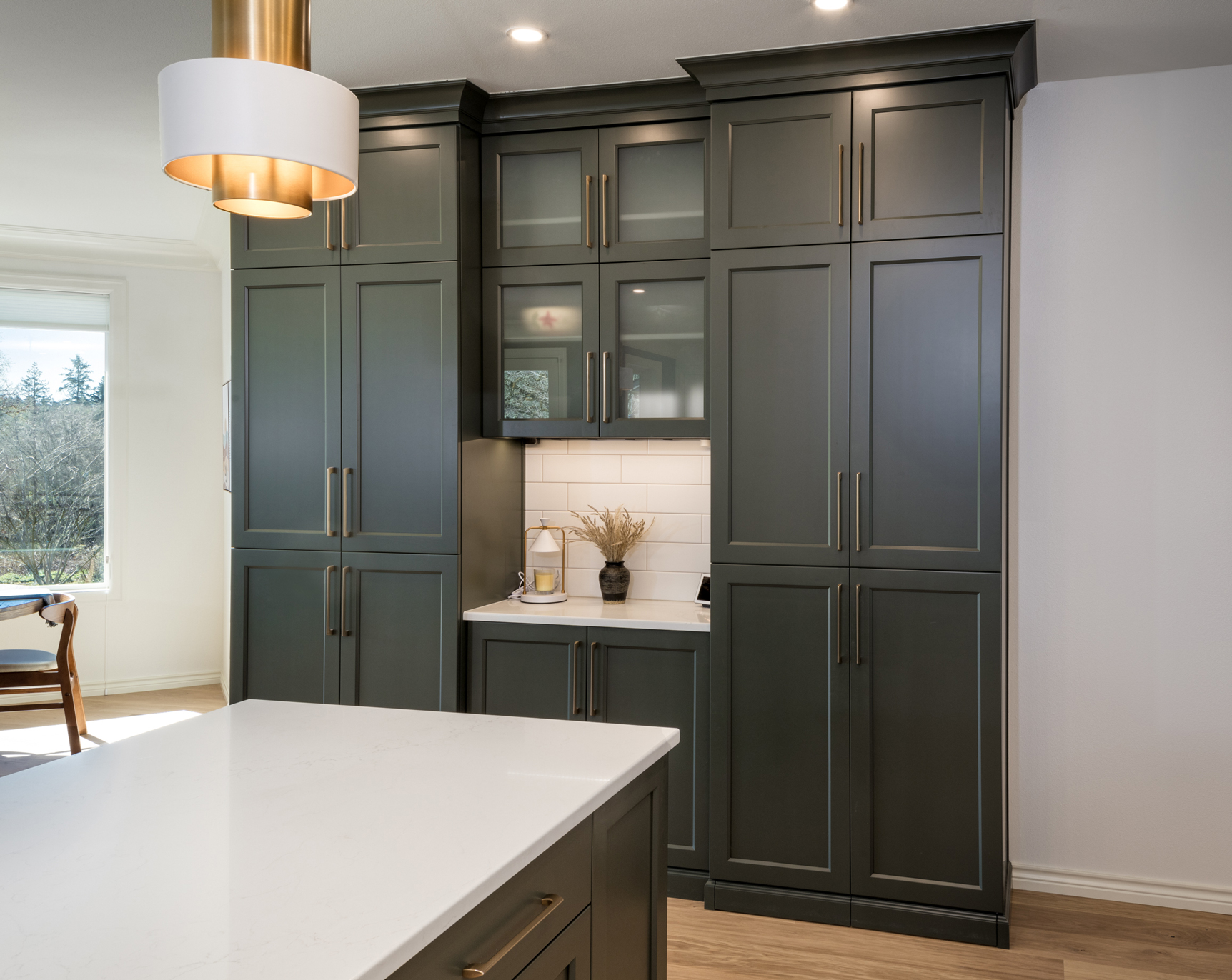 Expansive Forest Green Kitchen