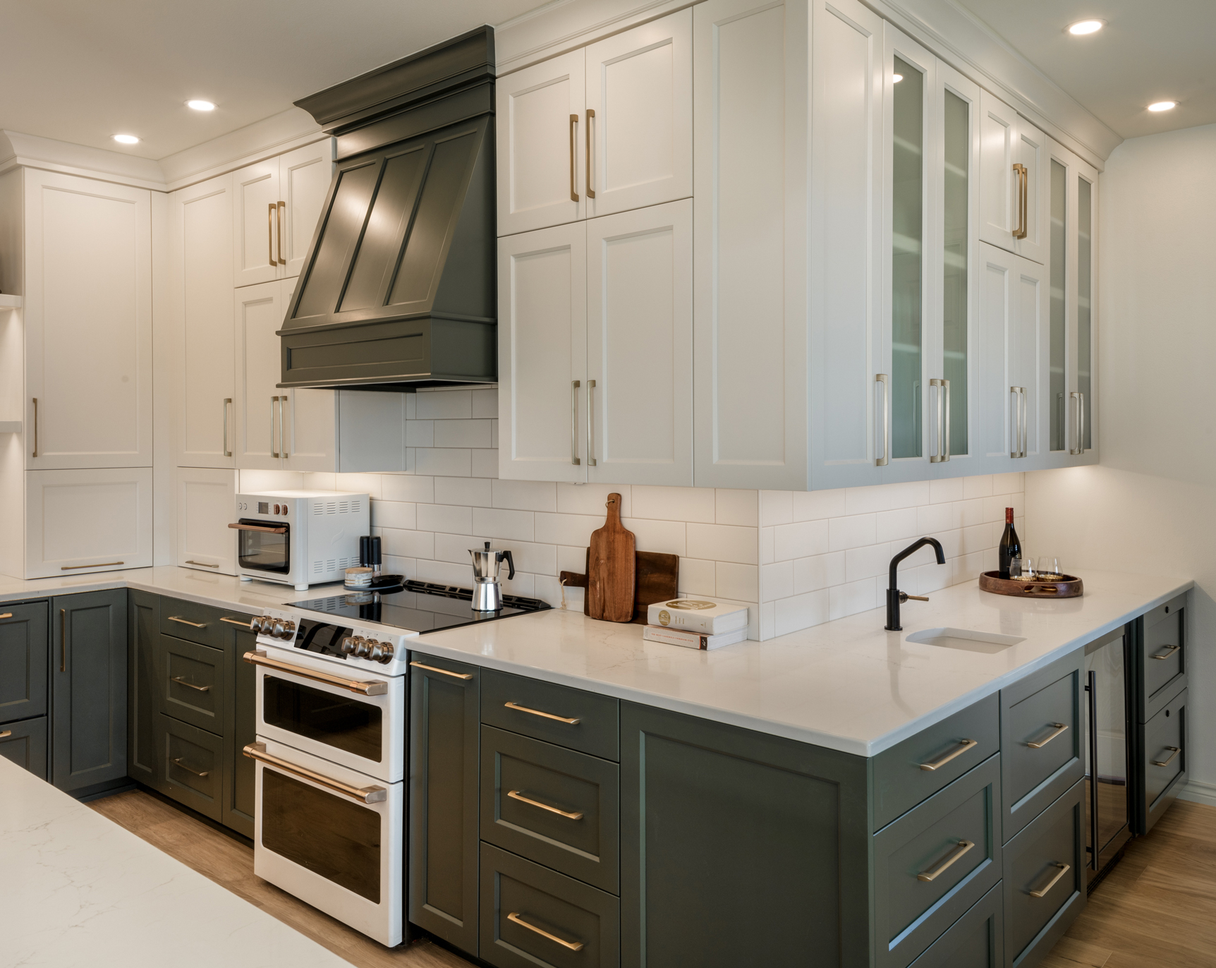 Expansive Forest Green Kitchen