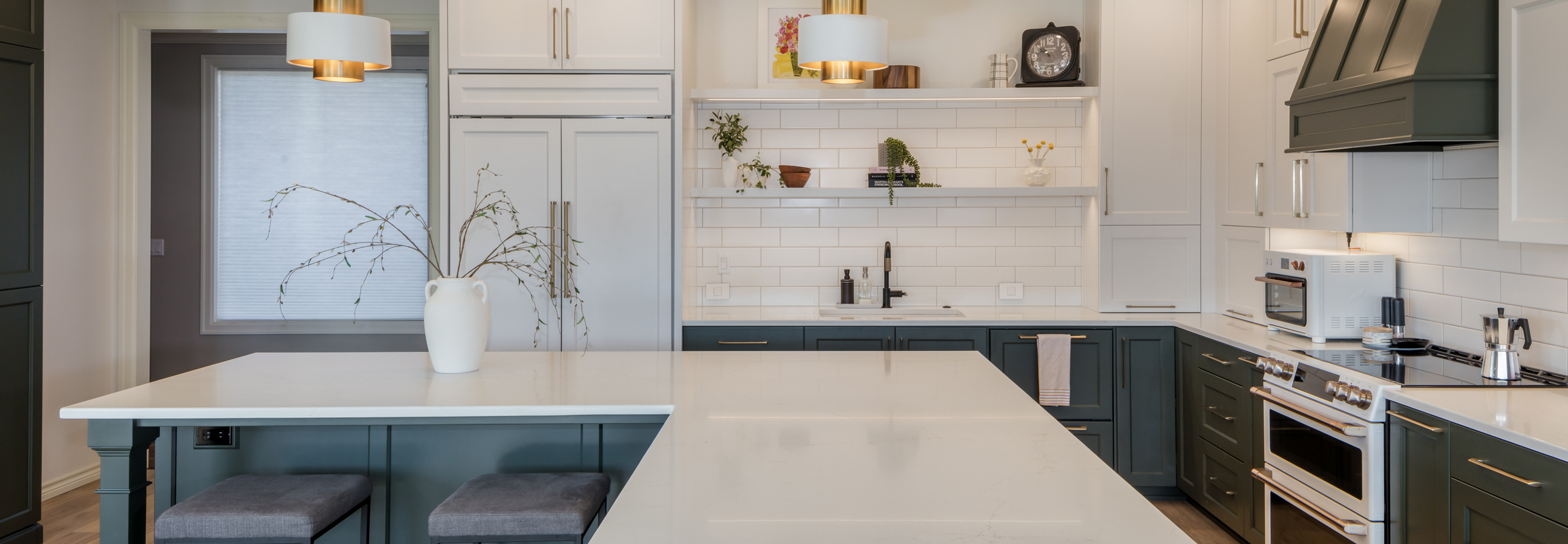 Expansive Forest Green Kitchen