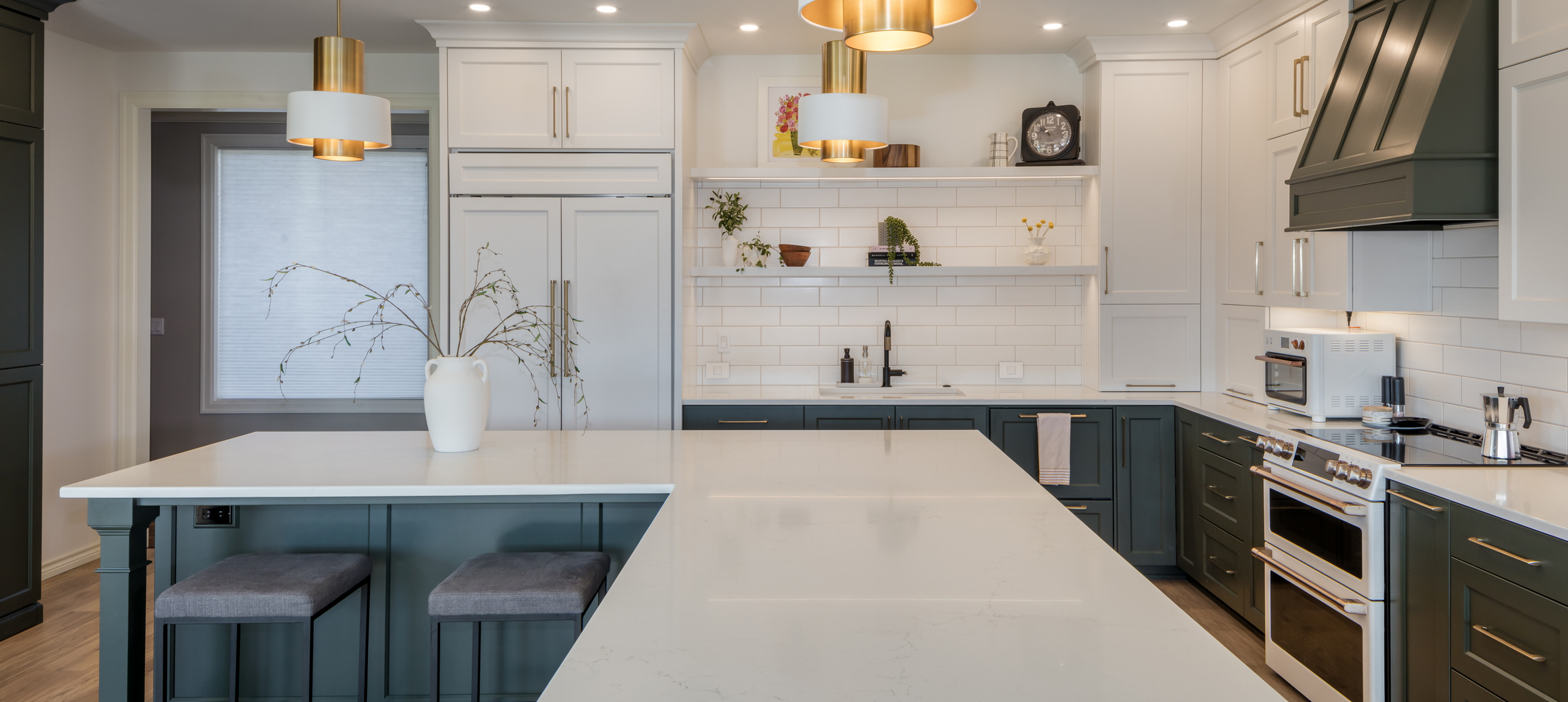 Expansive Forest Green Kitchen