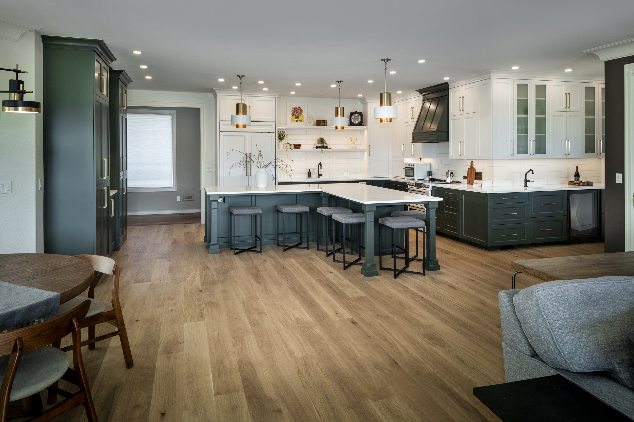 Expansive Forest Green Kitchen