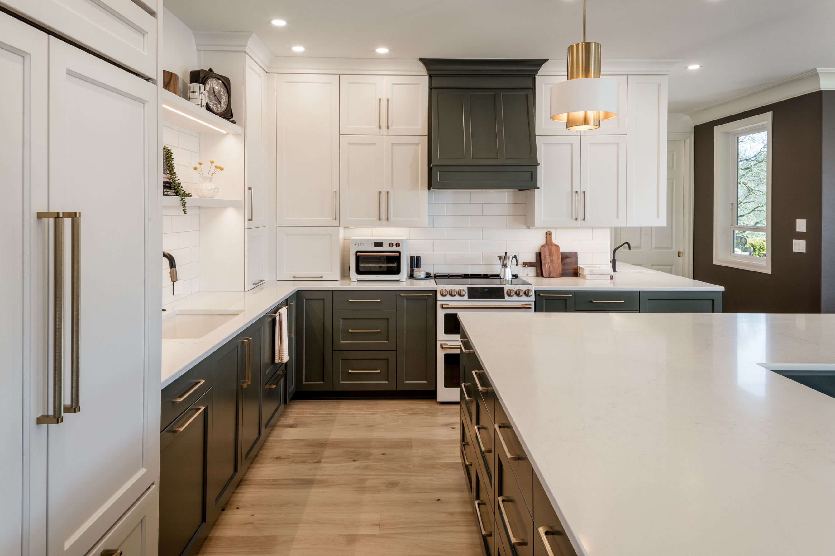 Expansive Forest Green Kitchen