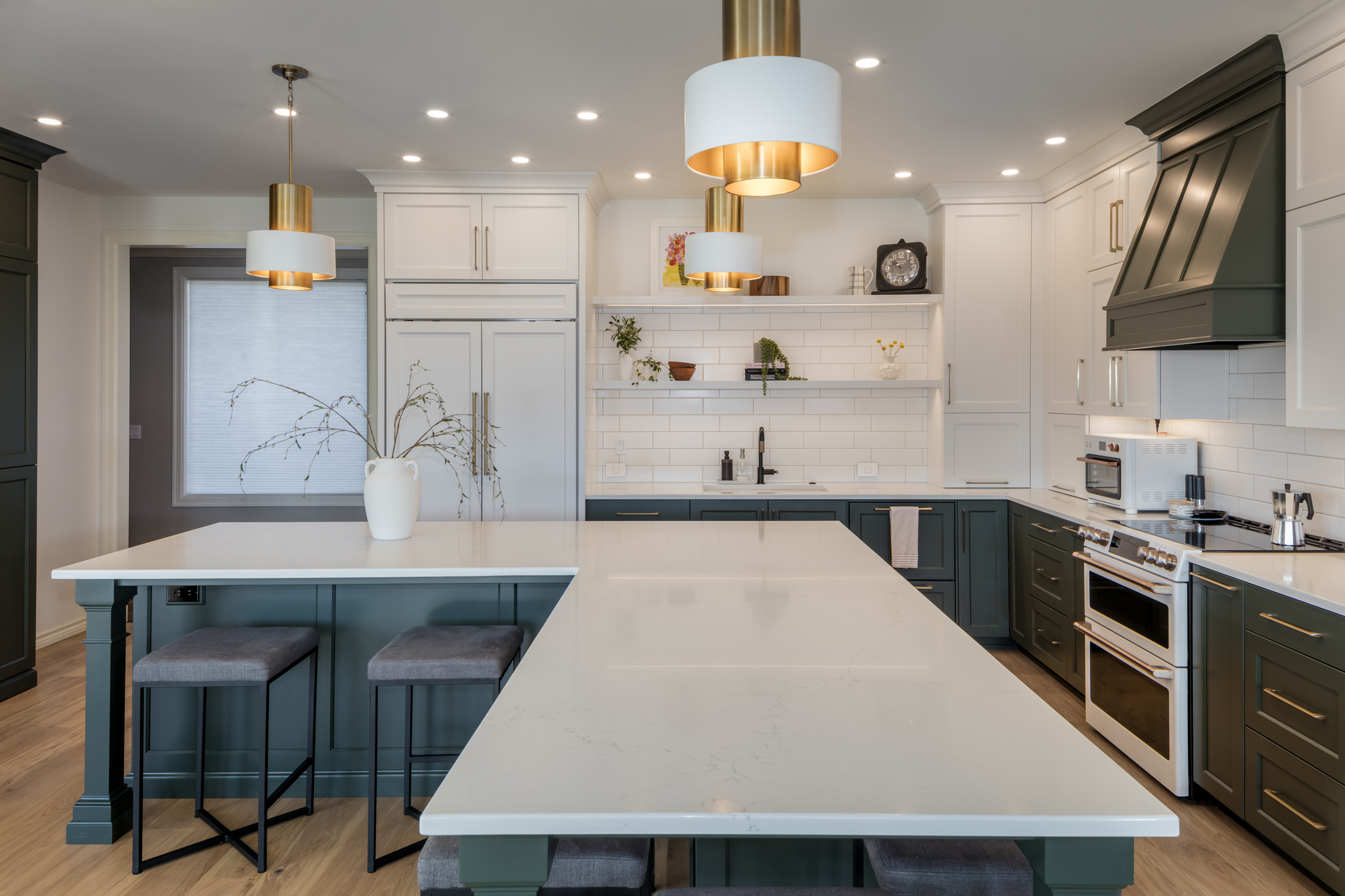 Expansive Forest Green Kitchen