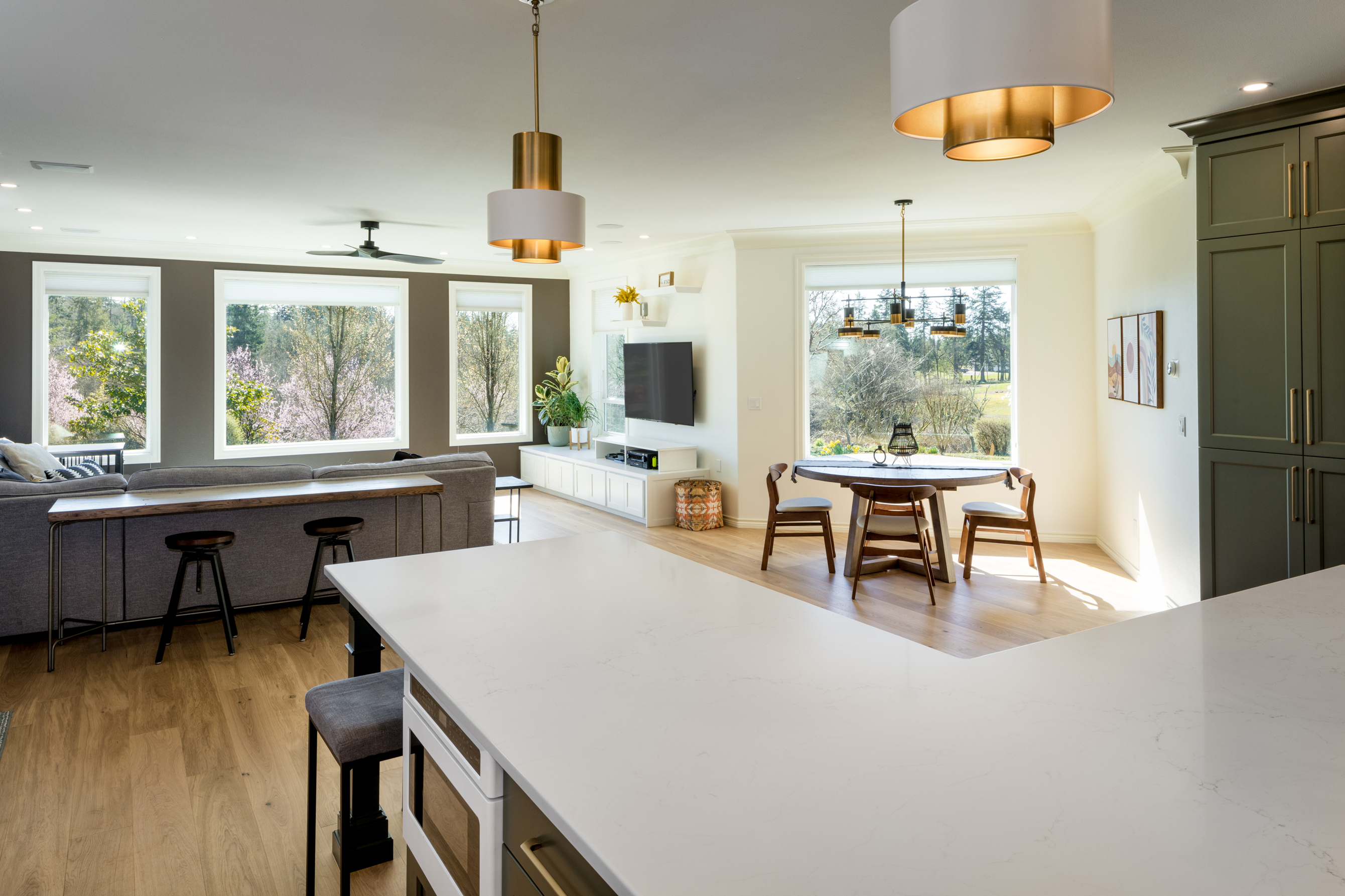 Expansive Forest Green Kitchen