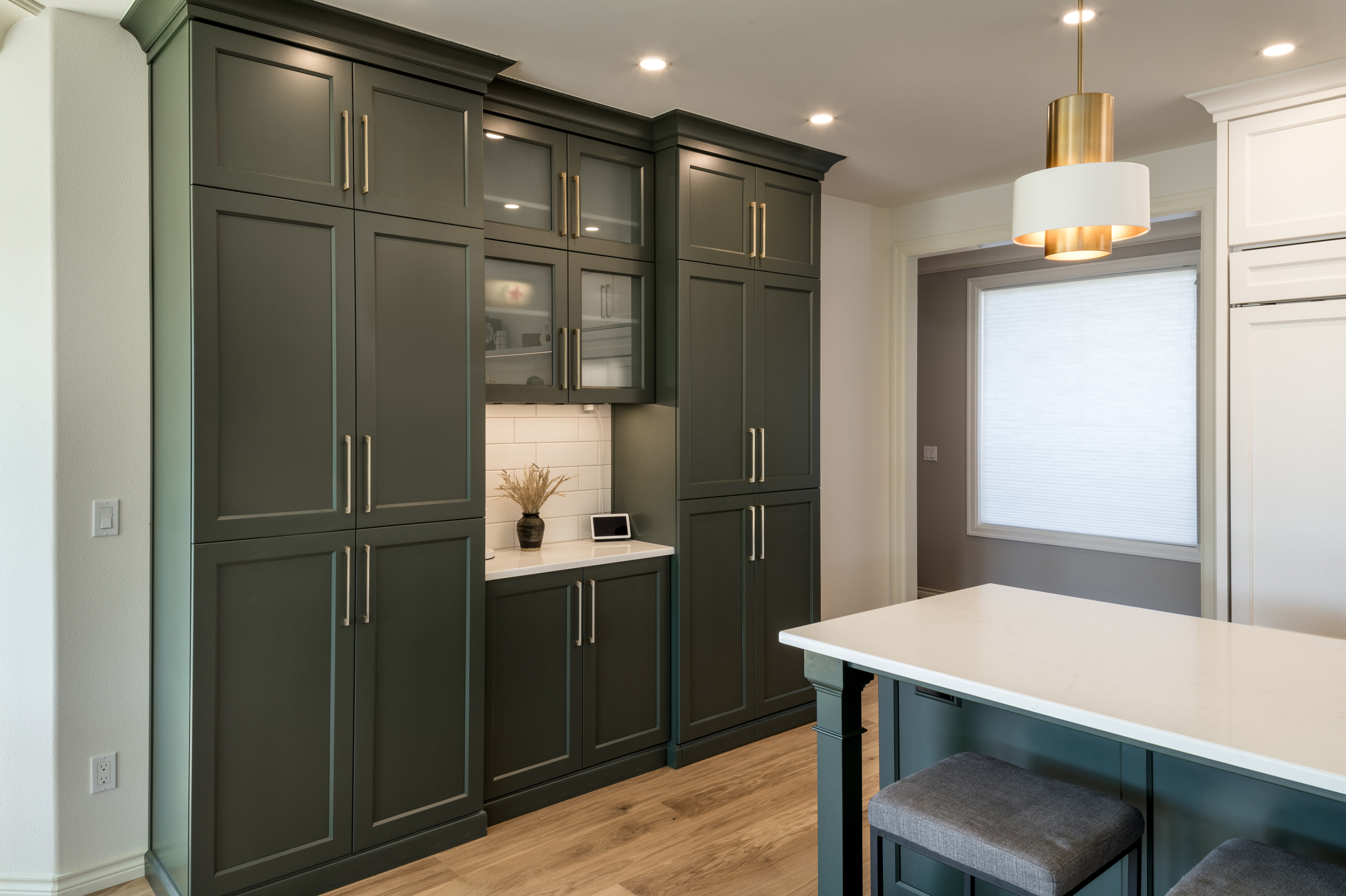 Expansive Forest Green Kitchen