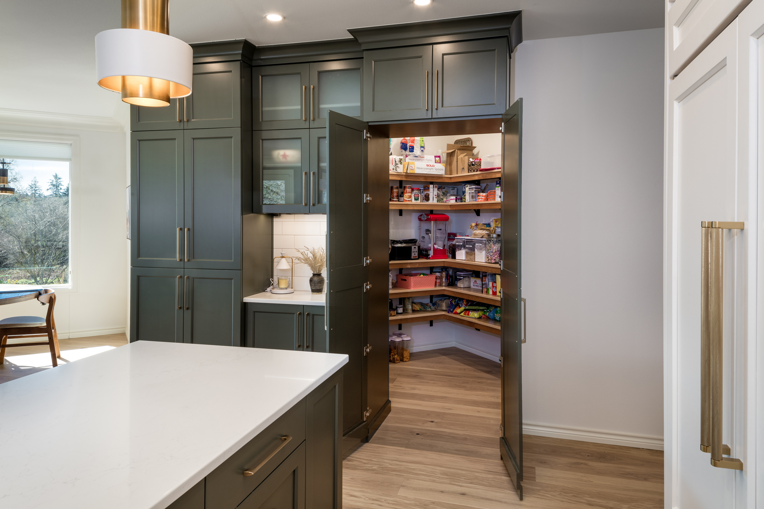 Expansive Forest Green Kitchen