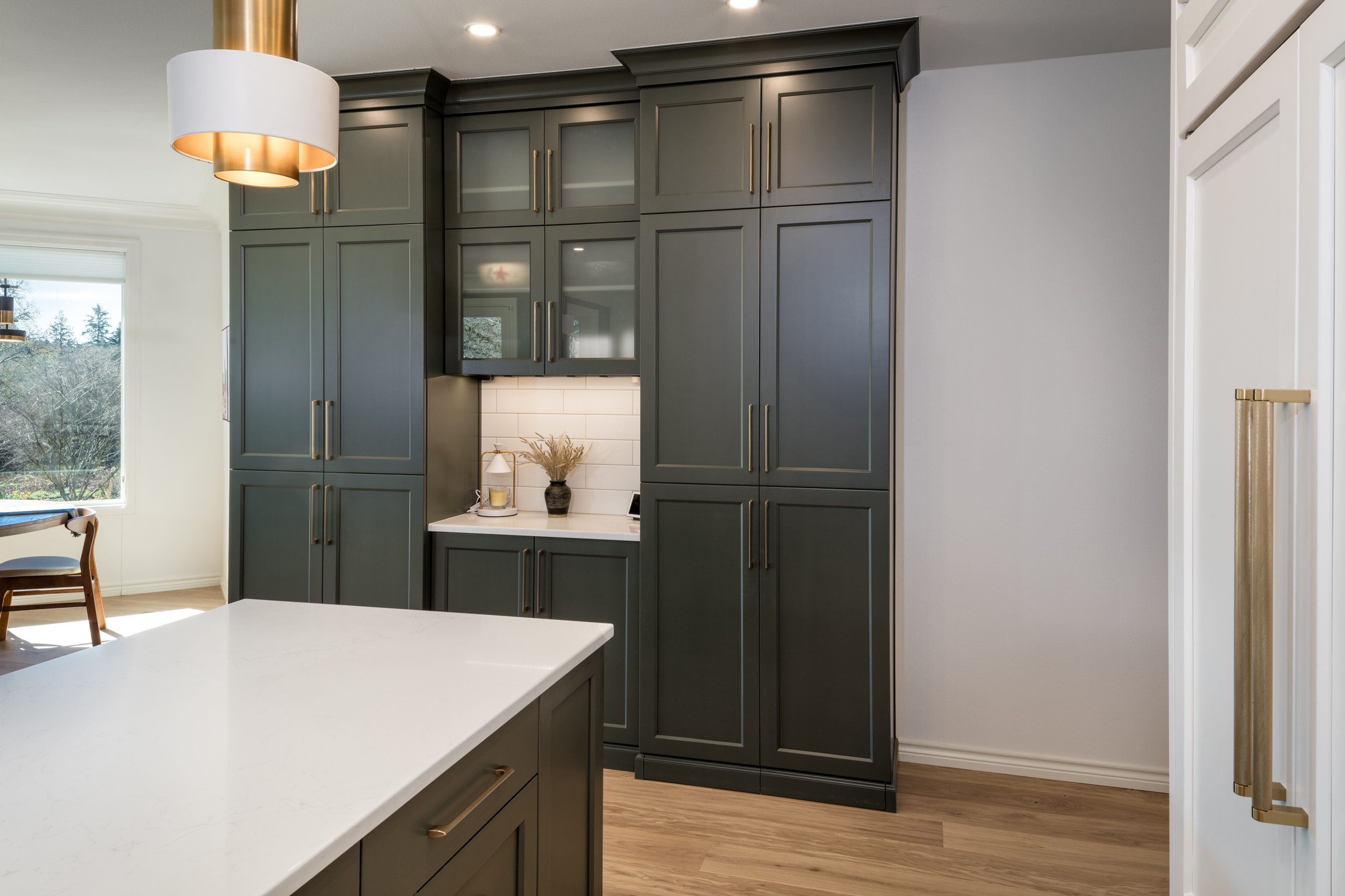 Expansive Forest Green Kitchen