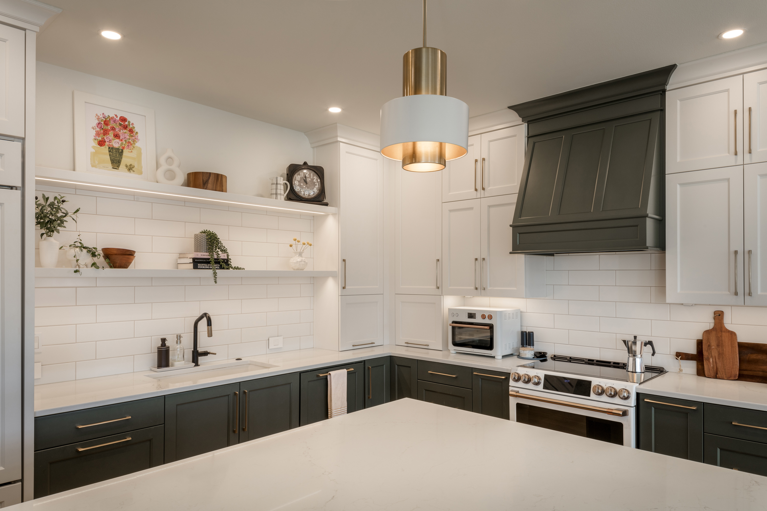 Expansive Forest Green Kitchen